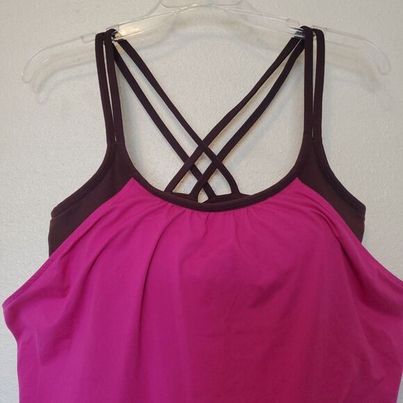 Athleta Tank Top Hidden Agenda Tank Top Berry Currant Size L Pink Brown - Picture 2 of 13